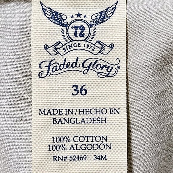 Faded Glory Flat Front Tan Chino Shorts - Mens 36 - Picture 4 of 6